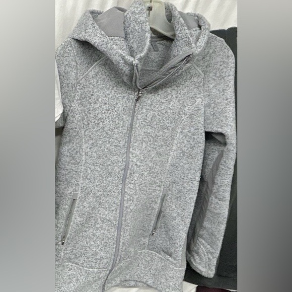 Athleta Jackets & Blazers - Athleta Fitted Heather Gray Zip-Up Jacket w/hood.  Size XS
